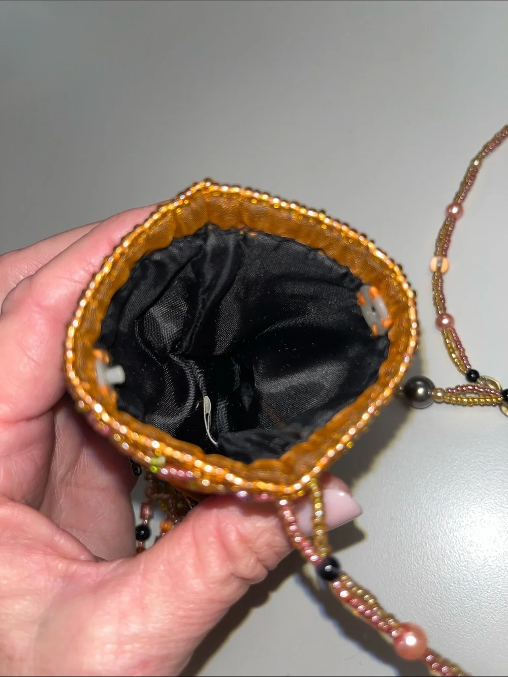 Source Unknown Brown Beaded Fringe Phone Case Charm w/ butterfly